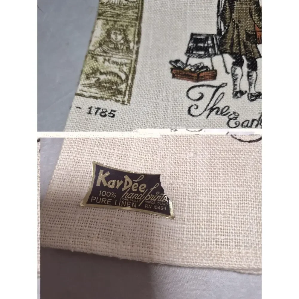 💥 Vtg Kay Dee Linen Tea Towel American School New Old Stock w/ Paper Sticker D6